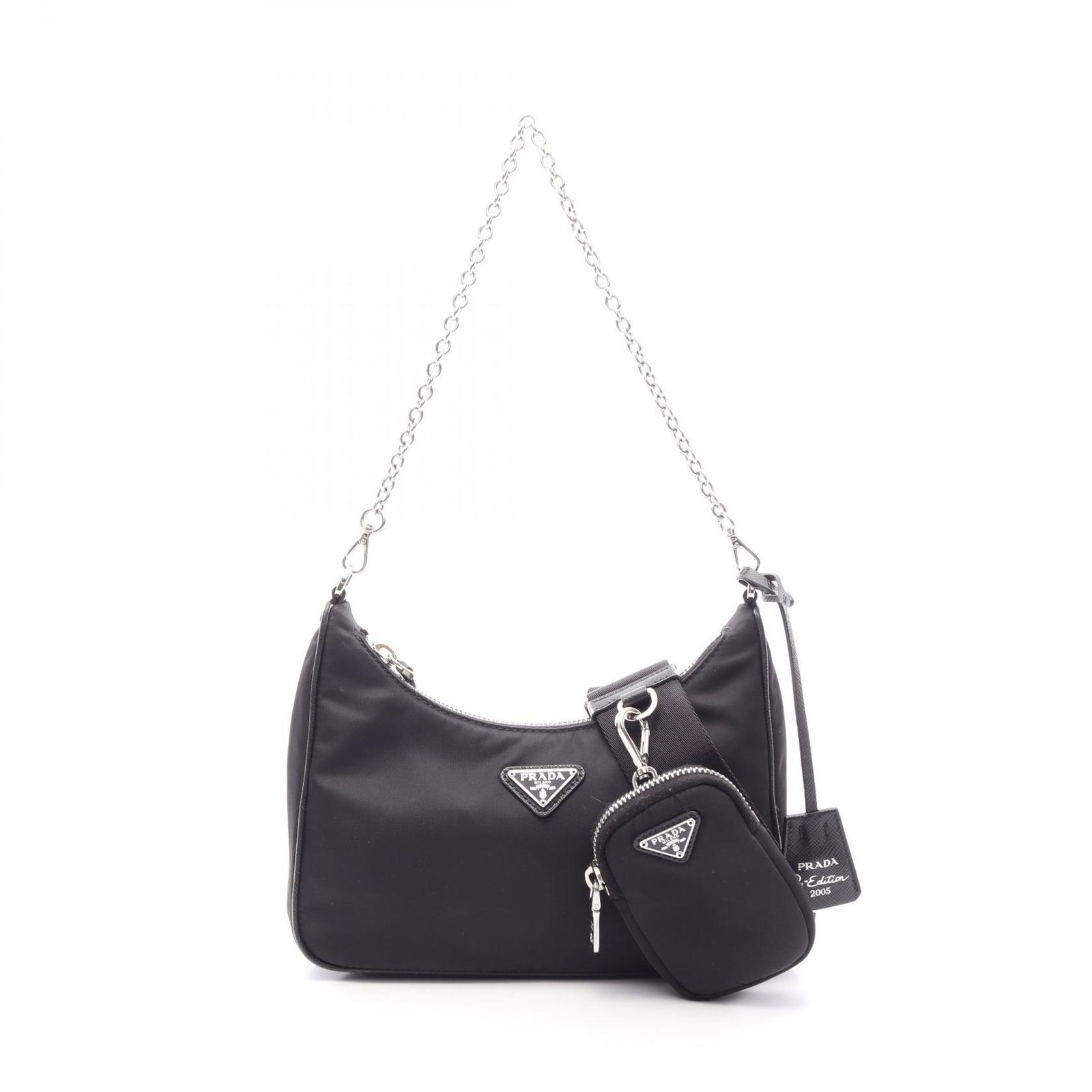 プラダ PRADA ショルダーバッグ Re-Edition 2005 2WAY 1BH204 ブラック ナイロン サフィアーノレザー Re-Edition 2005 ショルダーバッグ レディース Used A