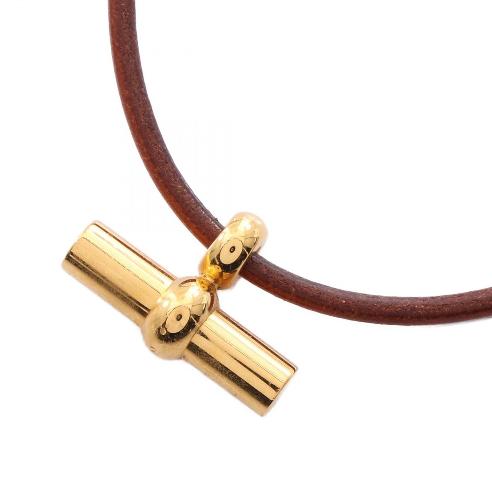 エルメス HERMES チョーカー グレナン GP(ゴールドメッキ) レザー チョーカー レディース Used B