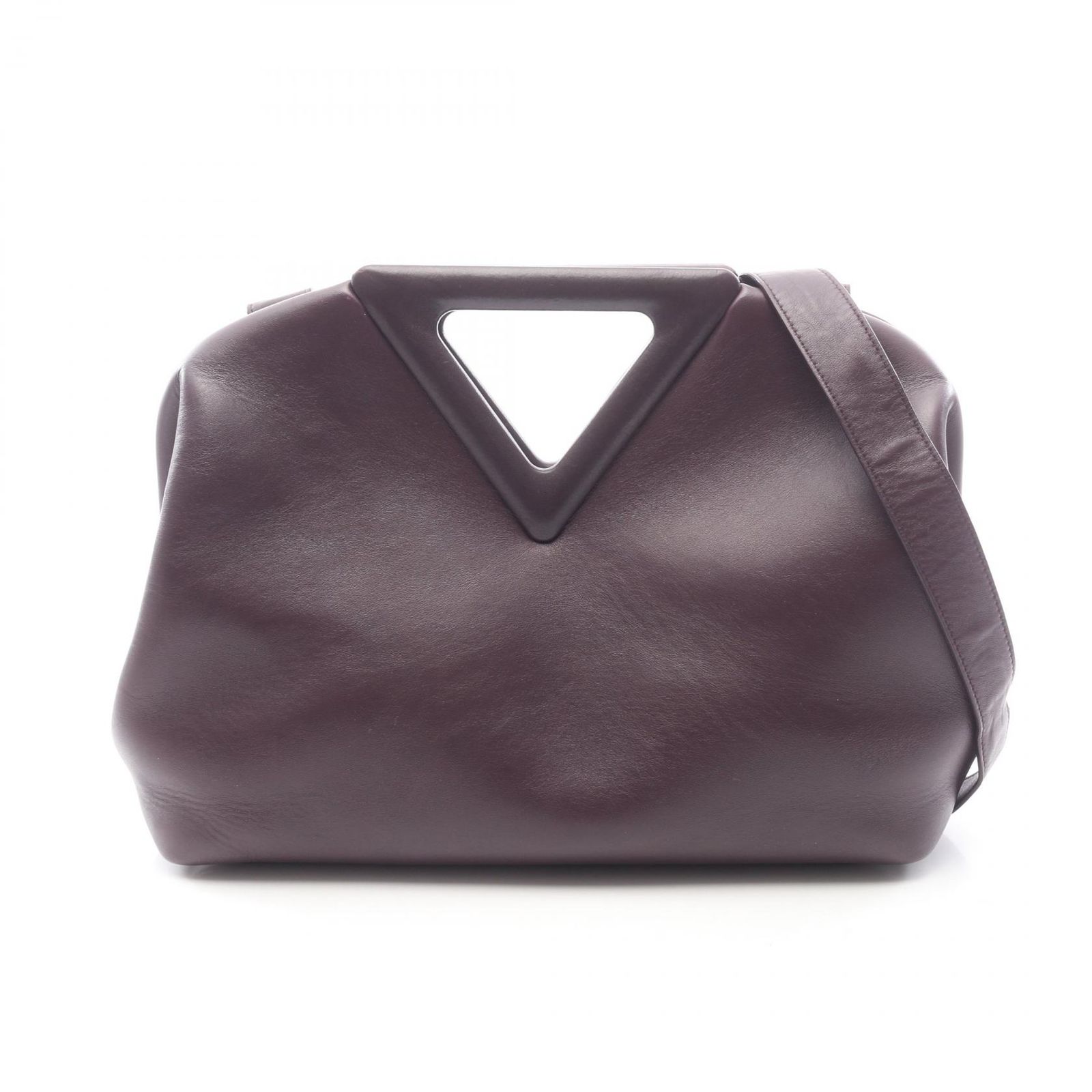 ボッテガヴェネタ BOTTEGA VENETA ショルダーバッグ ポイント ミディアム 2WAY 652446 ダークパープル レザー ポイント ミディアム レディース Used A