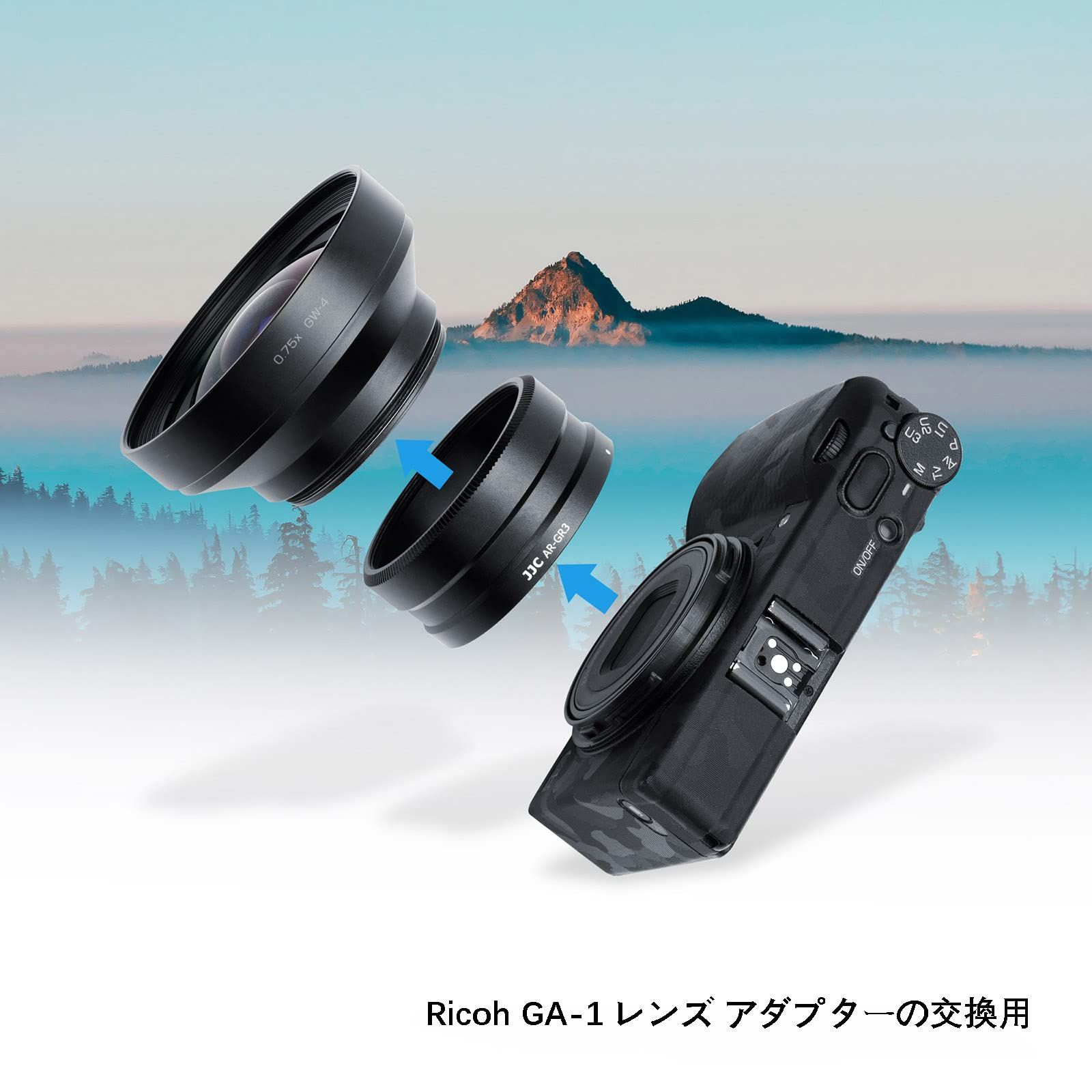 JJC GA-1 レンズアダプター Ricoh GW-4 ワイドコンバージョンレンズ 