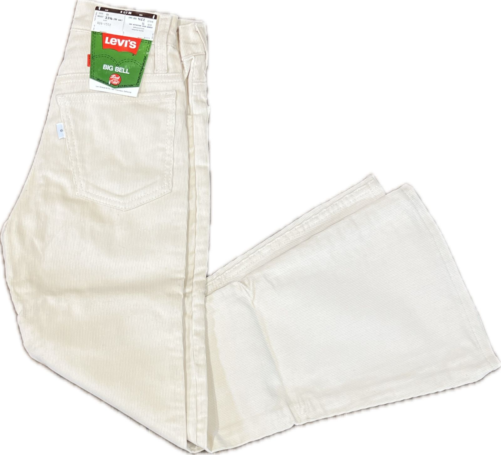 【Deadstock】70s USA製 Levi’s “BIG BELL” Corduroy Pants Blank Tab / 42 TALON / Ivory Bell Bottom