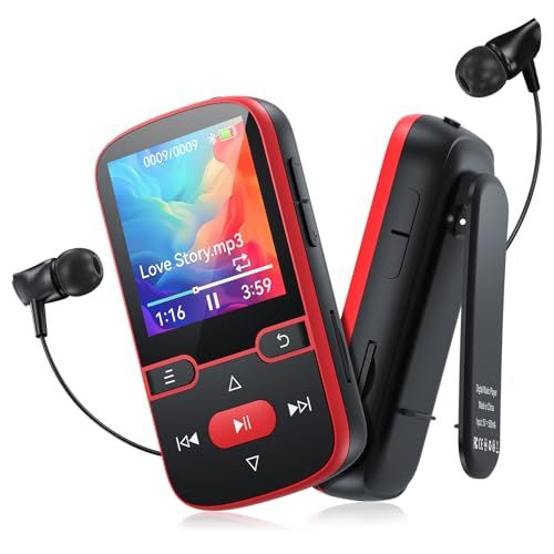 64GB MP3プレーヤー Bluetooth 5.3 クリップ付き、HiFiスポーツミュージックプレーヤー、1.5インチスクリーン、子供用MP3プレーヤー、物理ボタン、重さわずか、シャッフル＆リピート再生、最大128GBのTFカード拡張、H 62145053
