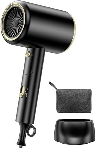 ドライヤー 1200W 大風量 速乾 マイナスイオン ヘアドライヤー 折りたたみ式 軽量 収納ポーチ付き 持ち運びに便利 3段階温度調節 冷風/温風 低騒音 過熱保護 ノズル付き 日本語説明書付き PSE認証済み 家庭用 旅行用 HairDr 9b482d5c