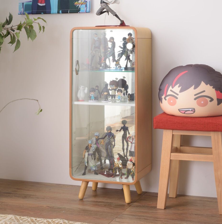 ♪４段 ガラス扉 天然木製コレクションケース ［幅36cm］ 　　　　コレクション ディスプレイ コレクションボード ガラスケース キャビネット フィギュア プラモデル 推し活 展示