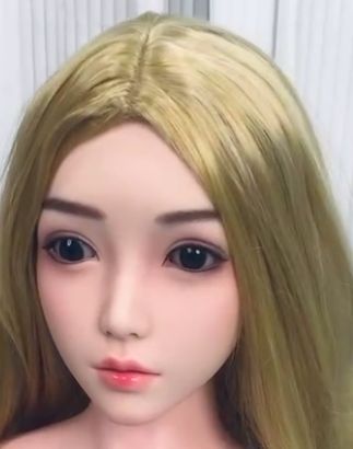 上品ソフトシリコン ヘッド　頭部単品　リアルガール頭　髪と眉毛、まつ毛も植毛　リアル口腔 舌歯　 M16 等身大ドール用頭　撮影　 鑑賞用 水洗い可能　マネキンパーツ　リアルドール