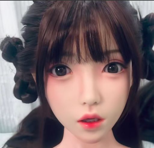 上品ソフトシリコン ヘッド　頭部単品　リアルガール頭　髪と眉毛、まつ毛も植毛　リアル口腔 舌歯　 M16 等身大ドール用頭　撮影　 鑑賞用 水洗い可能　マネキンパーツ　リアルドール