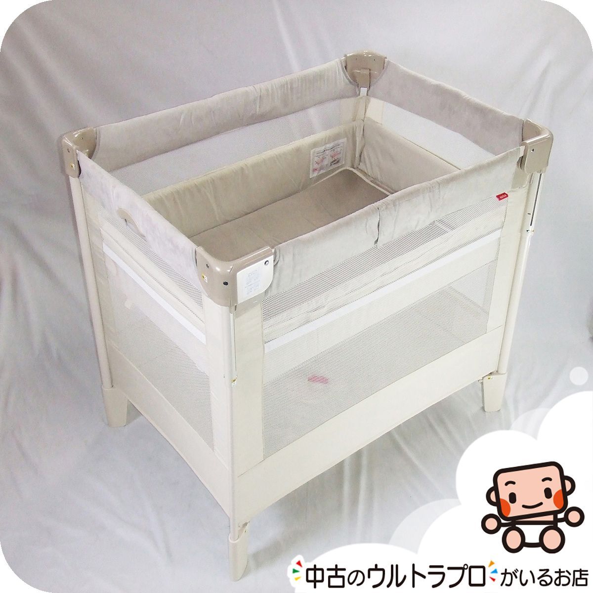 【お得っ！厳選中古】ベビーベッド アップリカ Aprica ココネルエアープラス AB COCONEL AIR Plus 折りたたみベビーベッド【C.一般中古】