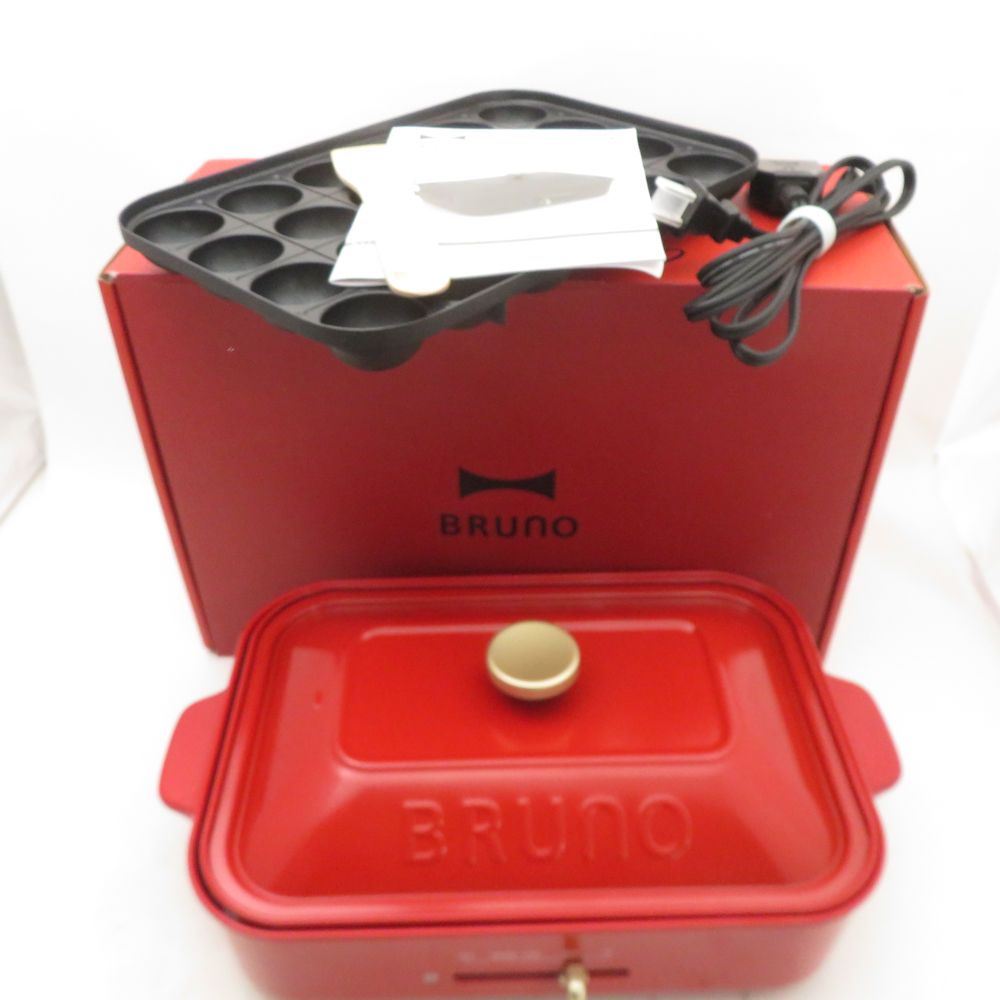 美品 BRUNO ブルーノ BOE021-RD コンパクトホットプレート 料理