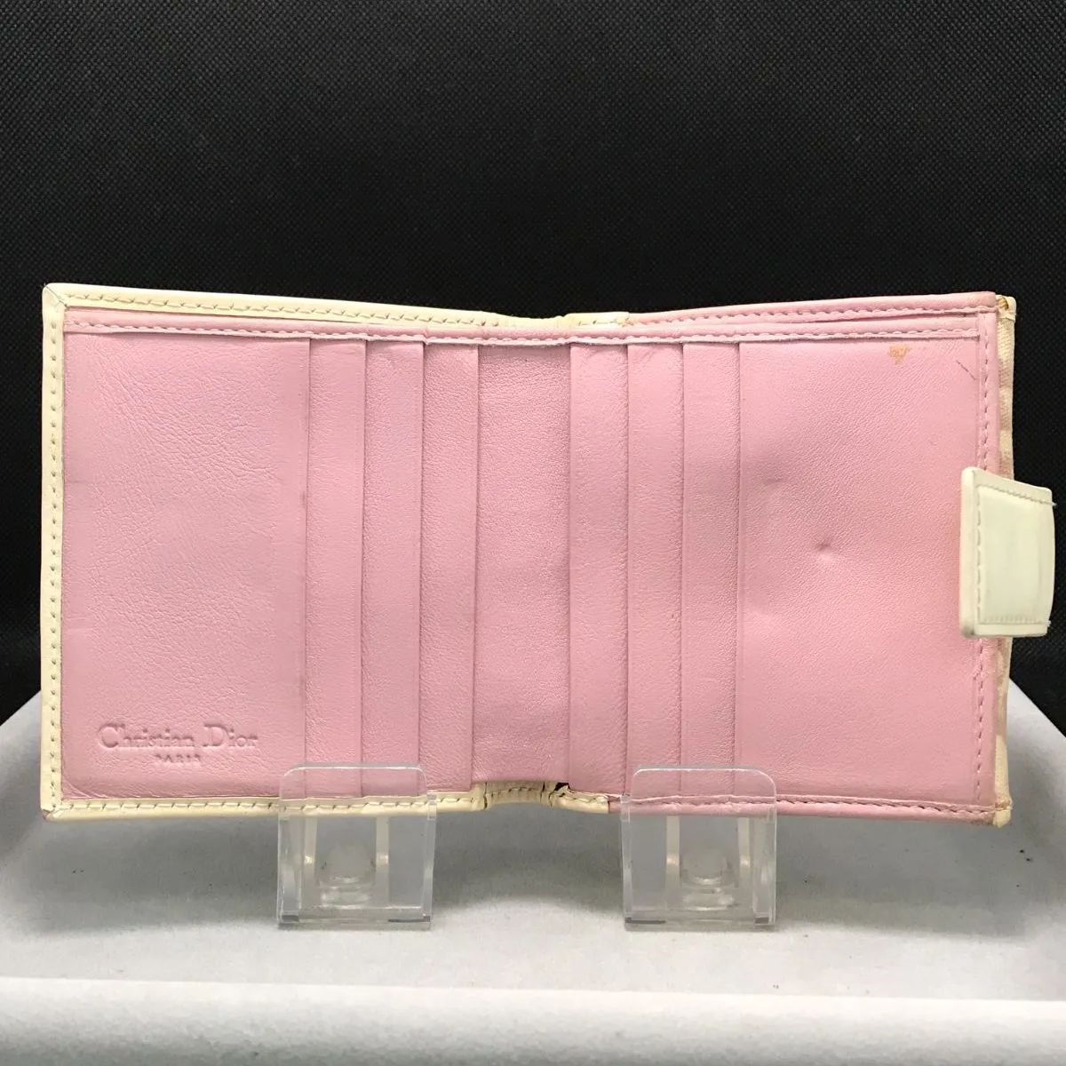 希少 Christian Dior ディオール 二つ折り財布 トロッター キャンバス