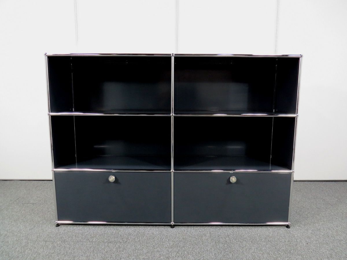 ハラーシステム USMモジュラーファニチャー 2列3段 ドロップダウン アントラサイト 中古オフィス家具 M0017