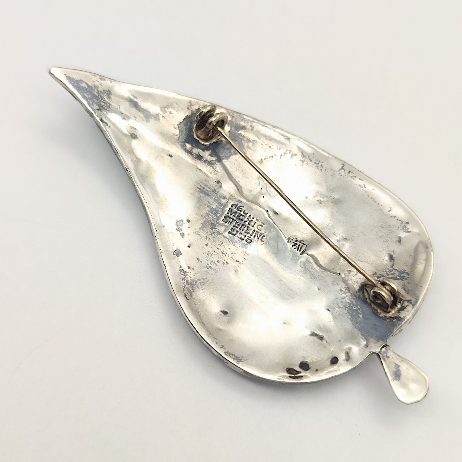 美品】リーフモチーフ シェルブローチ MEXICO STERLINGSILVER シルバー