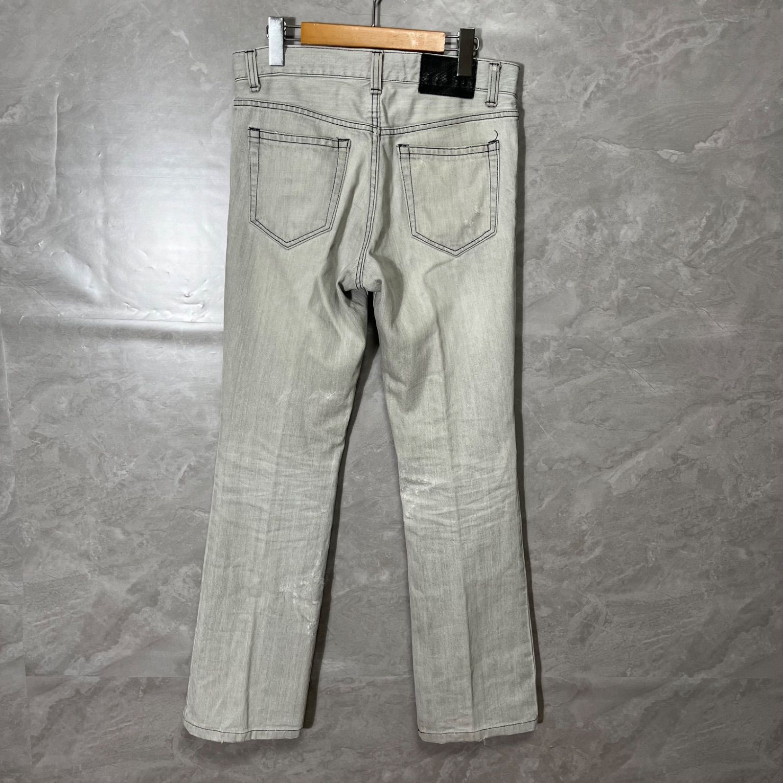 5351 POUR LES HOMMES ダメージ加工 フレア デニムパンツ 2 グレー系 