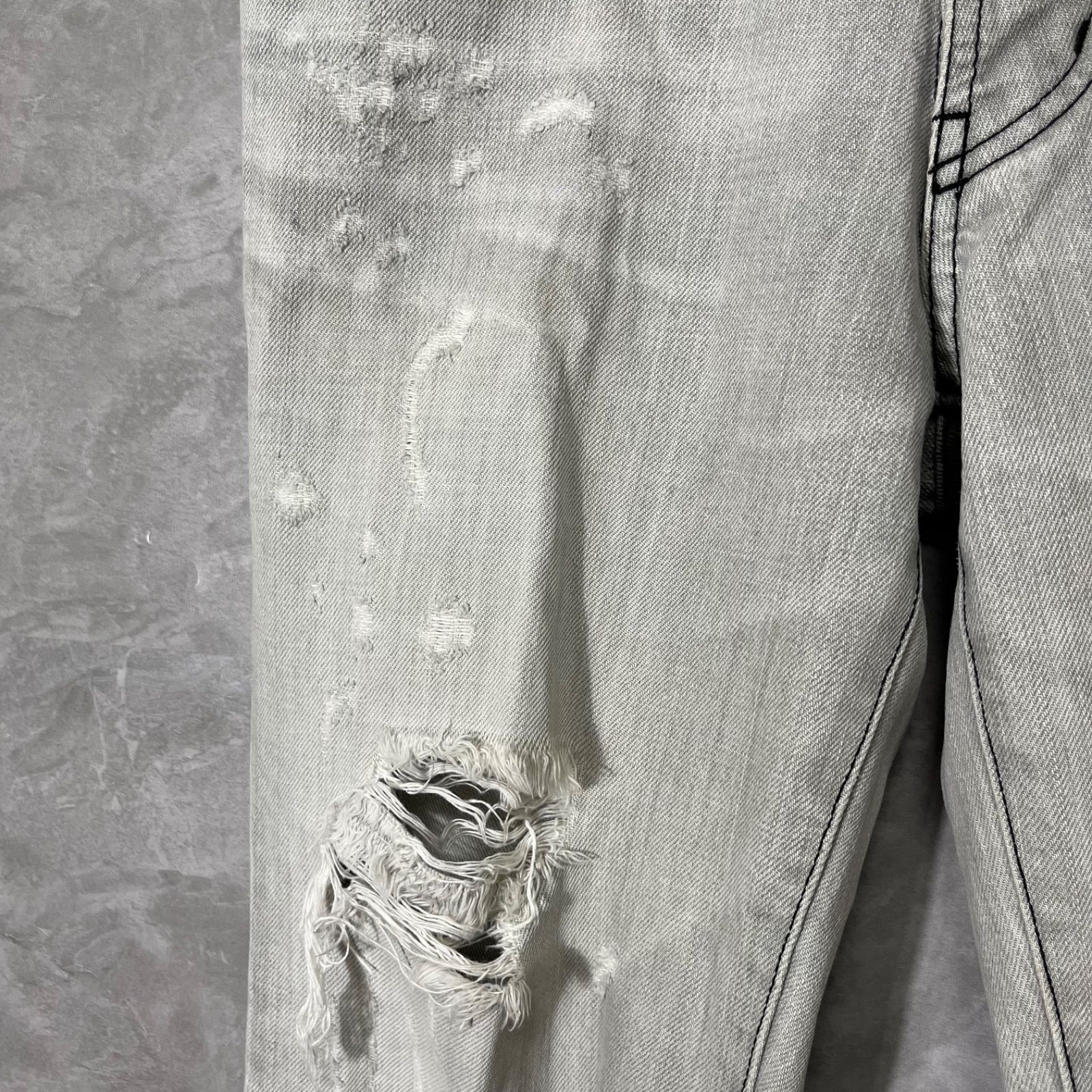 5351 POUR LES HOMMES ダメージ加工 フレア デニムパンツ 2 グレー系 