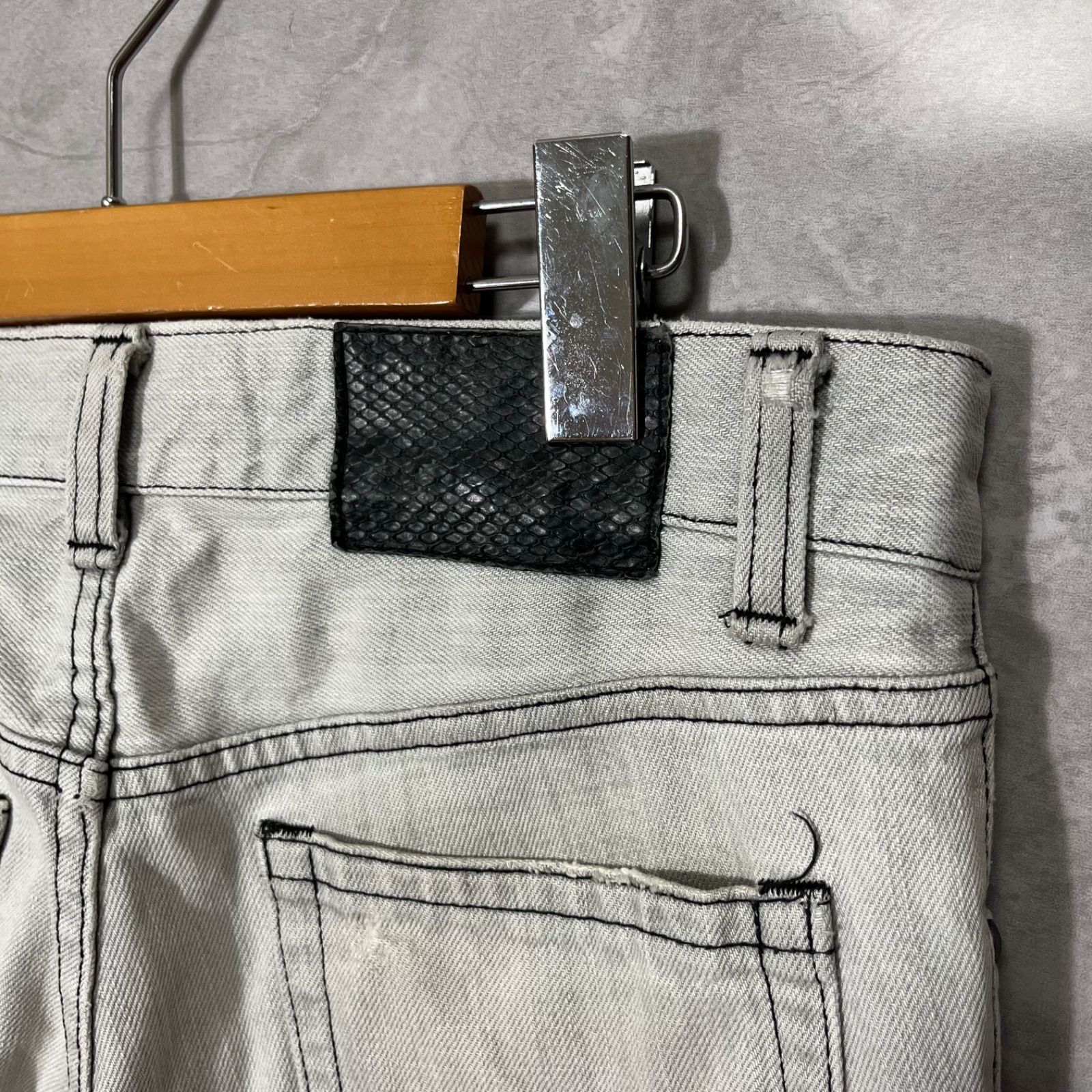 5351 POUR LES HOMMES ダメージ加工 フレア デニムパンツ 2 グレー系 