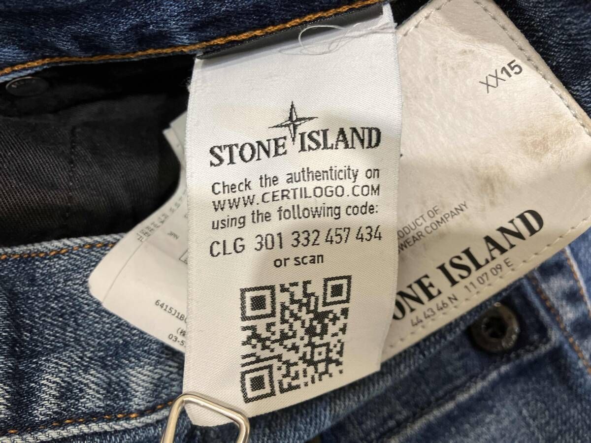 STONE ISLAND ジーンズ ワッペン蒸し 左膝ダメージインディゴブルーW30 
