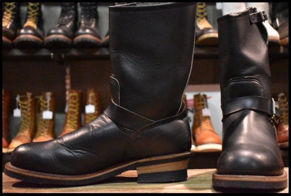 【9.5D 良品 PT91刺繍 98年】レッドウィング 2268 エンジニア 黒 ブラッククローム スチールトゥ プルオン ブーツ redwing HOPESMORE【GP527】