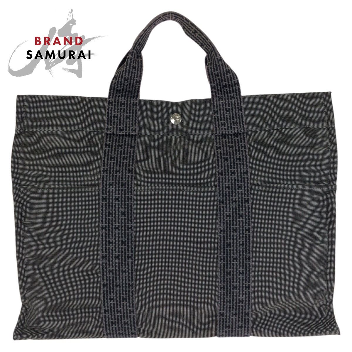 美品 HERMES エルメス エールライン MM グレー シルバー金具 