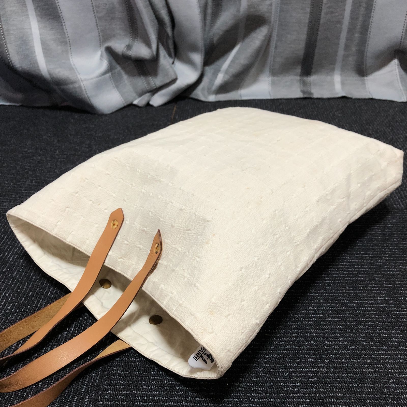 HERMES エルメス アメダバGM コットン レザー ホワイトトートバッグ エルメス】本物 HERMES アメダバGM トートバッグ ハンドバッグ 白