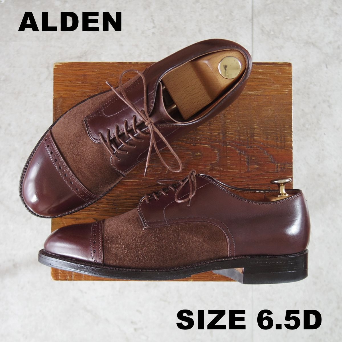 ⭐︎格安出品⭐︎ Alden モディファイドラスト キャップトゥ ブラウンスウェード 極上☆オールデン 6.5D【現行定価17万円以上☆モディファイドラスト