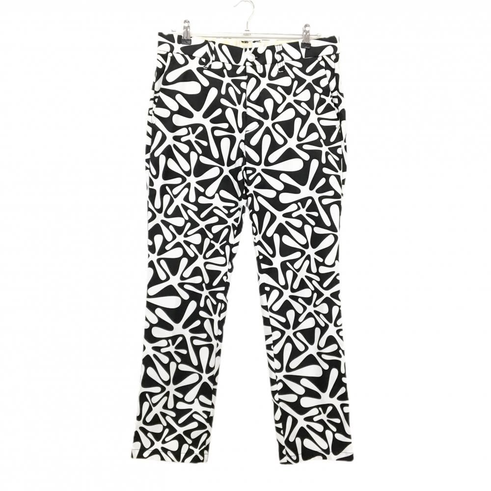 【美品】ラウドマウス パンツ 黒×白 スプラットブラック 総柄 ストレッチ メンズ L ゴルフウェア LOUDMOUTH