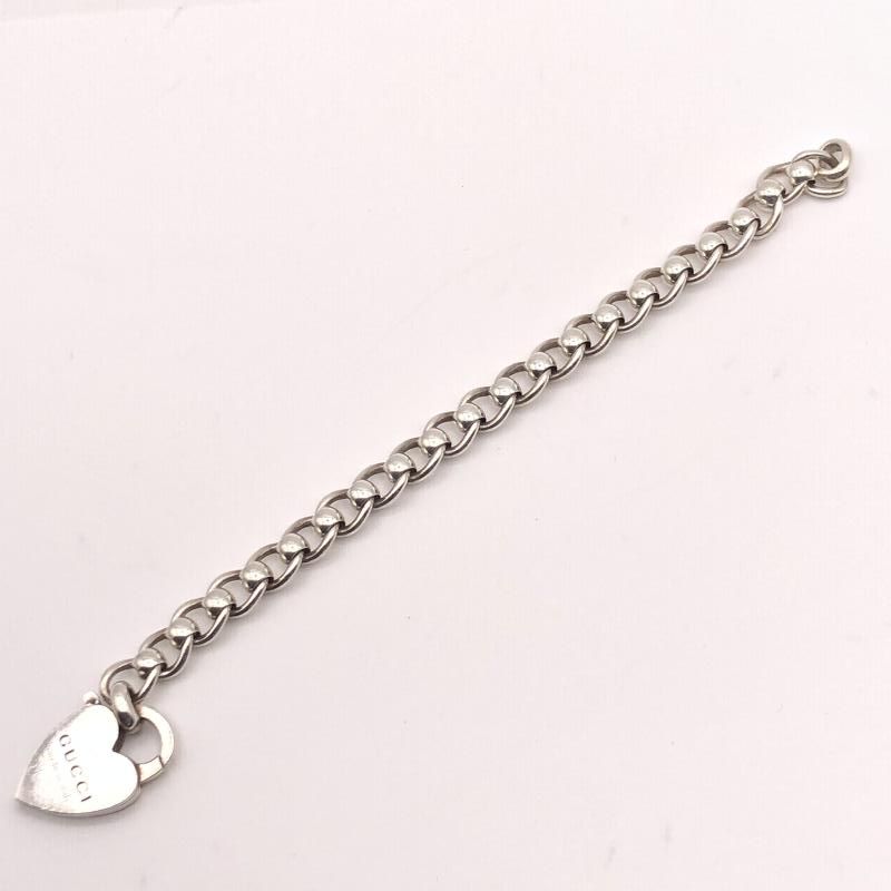 中古】GUCCI ハートチェーンブレスレット シルバー925 サイズ21 △留め