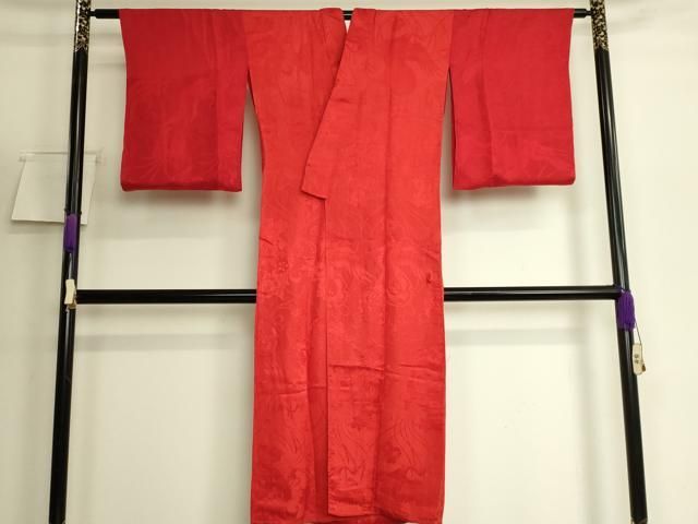 平和屋着物○アンティーク 大正ロマン 長襦袢 袷 鼓飛鶴花地紋 逸品