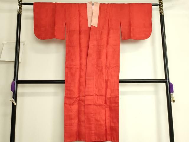 平和屋着物●アンティーク 大正ロマン 長襦袢 袷 市松格子地紋 逸品 DZAB6038kh6