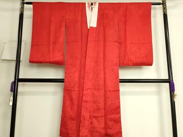 平和屋着物●アンティーク　大正ロマン　長襦袢　袷　飛鶴花地紋　半衿刺繍　逸品　DZAB6046kh6 9,490円