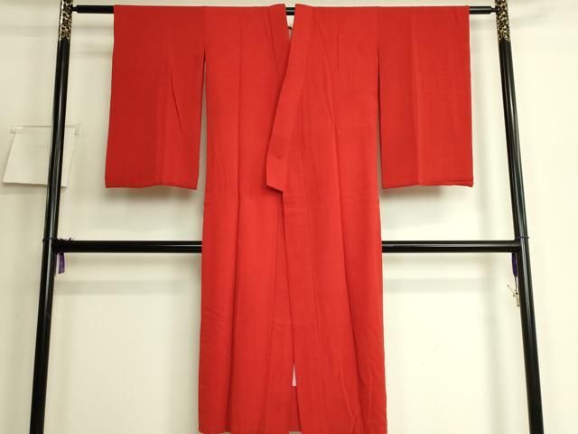 平和屋着物●アンティーク　大正ロマン　長襦袢　袷　色無地　茜色　逸品　DZAB6047kh6