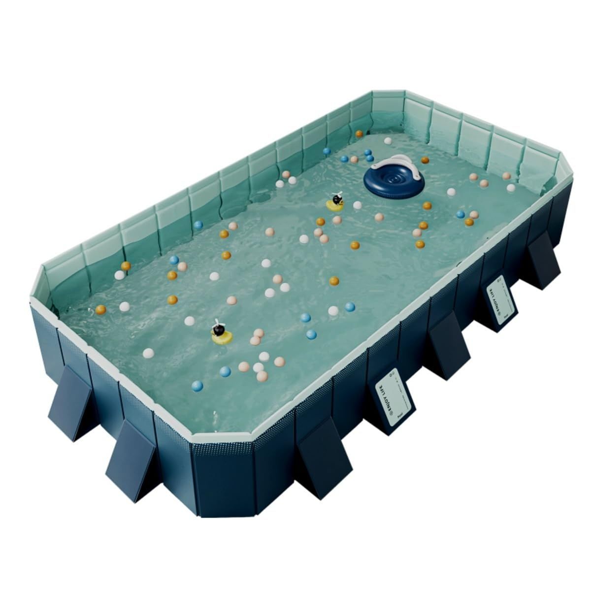 ［ヒマラヤ］折りたたみプール 空気入れ不要 6サイズ 大型 組立簡単 家庭用 子供用 FOLDING_POOL ネイビー ４００