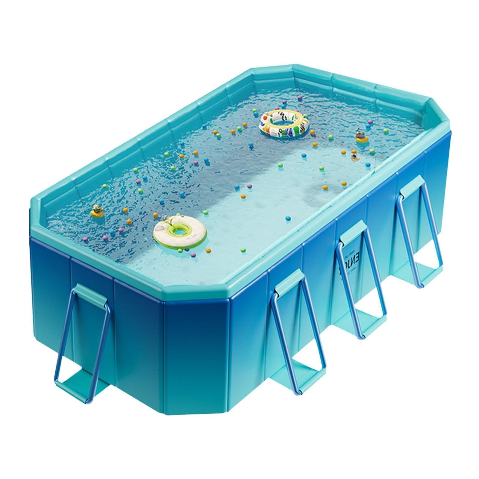 折りたたみ式プール プール ビニール 水遊び 空気入れ不要 組立簡単 1.6m~3m フレーム付き 家庭用 子供 空気漏れ無し 厚手 ベランダ 庭 大型 収納簡単 省スペース 持ち運び便利 排水口3ヶ所 熱中症対策 猛暑対策 (260cm)