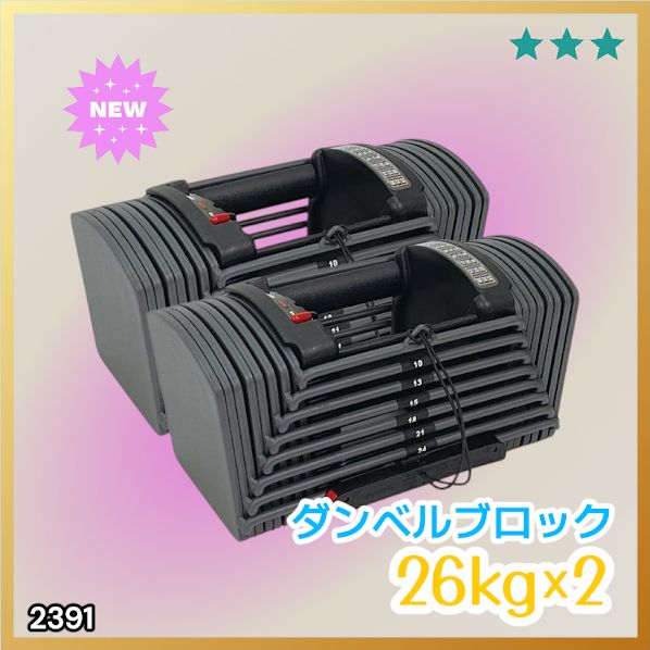 #2387 ブロック ダンベル 23kg x2 ※北海道、沖縄、離島別途配送料有 2387 可変式 ダンベル 23kg 2個セット 12段階 簡単重量調整 省スペース