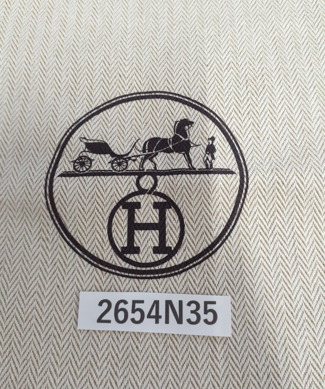極美品【2654N35】 エルメス 保存袋 巾着袋 布袋 ヘリンボーン柄