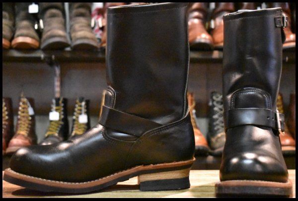 [8.5D Good Condition 15 Years] Red Wing 2268 Engineer Black Black Chrome Steel Toe Pull On Boots Redwing HOPESMORE [GE379]