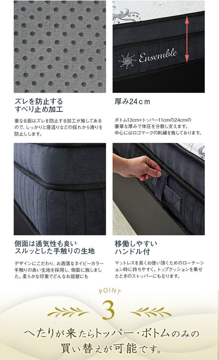 セミダブル] SDサイズ アンサンブル 2層式マットレスセット Othello