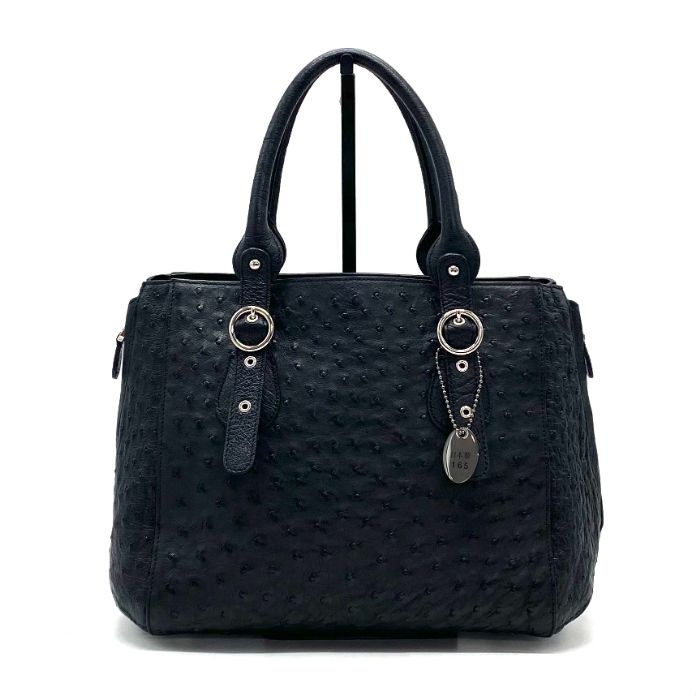 【中古】美品 SANPO サンポー JRA 認定 オーストリッチ ハンド バッグ fH03210A