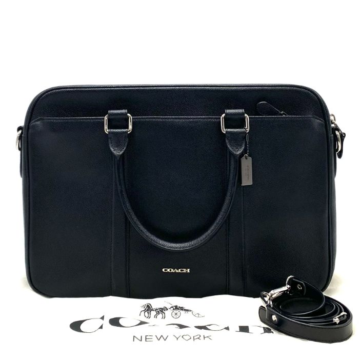 【中古】美品 COACH コーチ ロゴ 2way レザー ハンド ショルダー ビジネス バッグ fH1155A