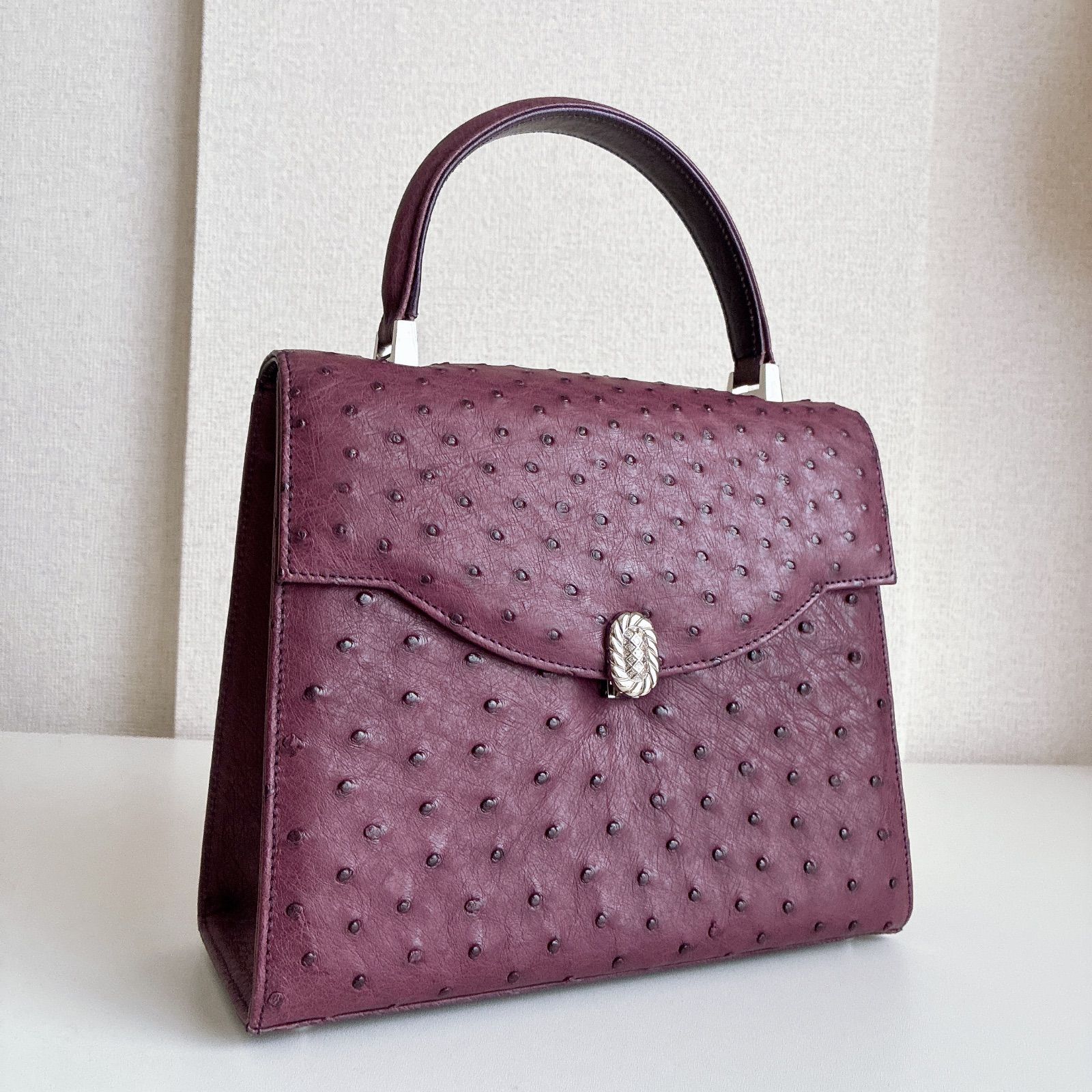 JRA】オーストリッチ ハンドバッグ パープル ゴールド金具 OSTRICH 