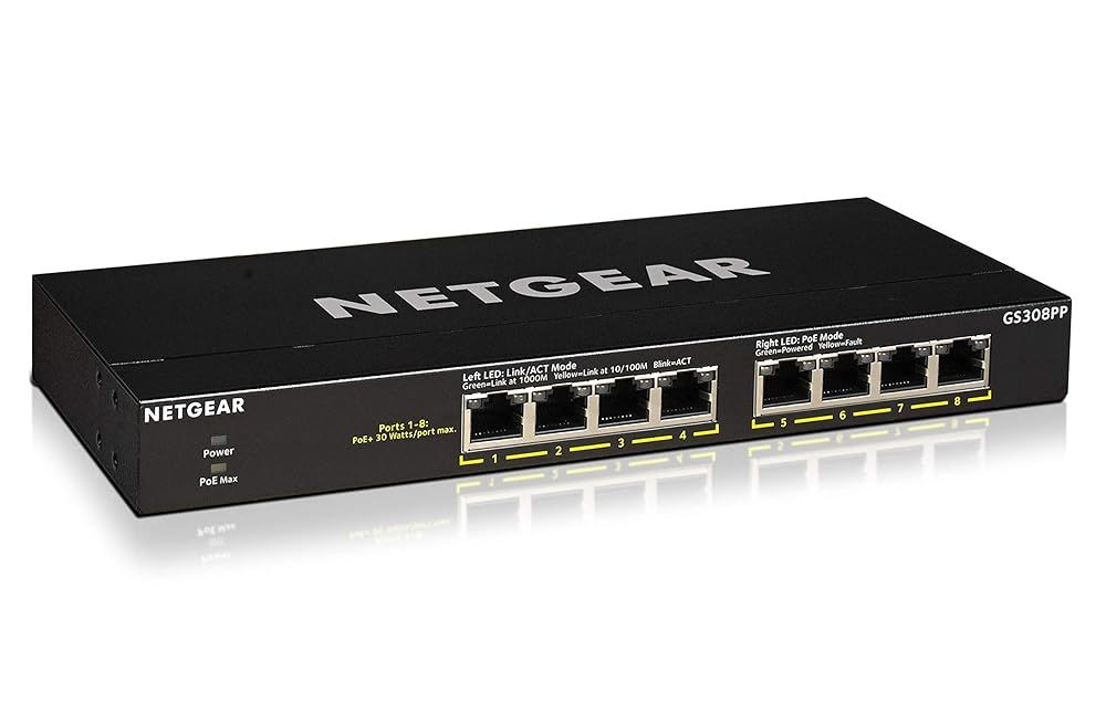 NETGEAR 卓上型コンパクトアンマネージスイッチングハブ GS308PP ギガビット 8ポート (PoE+ 8ポート 83W) 静音ファンレス 省電力設計 3年保証