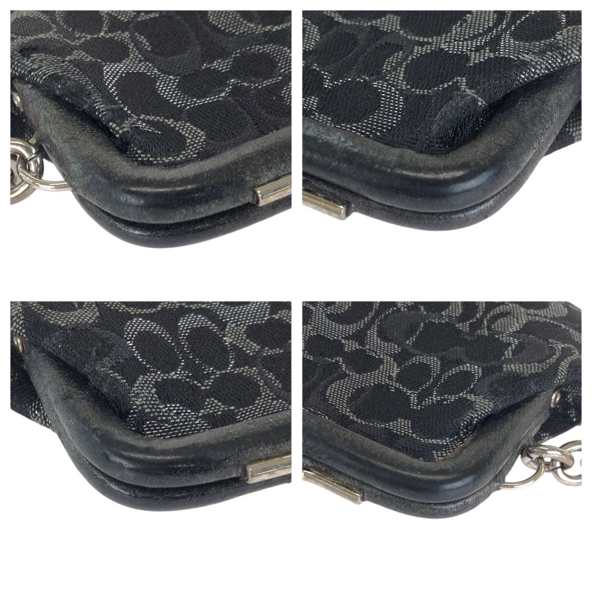 COACH コーチ シグネチャー ブラック 黒 シルバー金具 キャンバス 