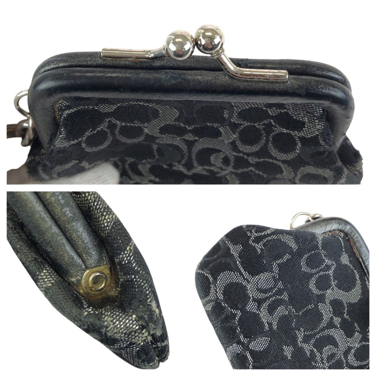 COACH コーチ シグネチャー ブラック 黒 シルバー金具 キャンバス 
