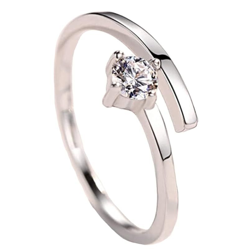 [gulamu jewelry] グラムジュエリー モアサナイト 指輪 フリーサイズ レディース リング 一粒 シンプル ピンキー シルバー925 プラチナ仕上 ペア 記念日 誕生日 母の日 プレゼント 女性 彼女 金属アレルギー対応 Aタイプ 0