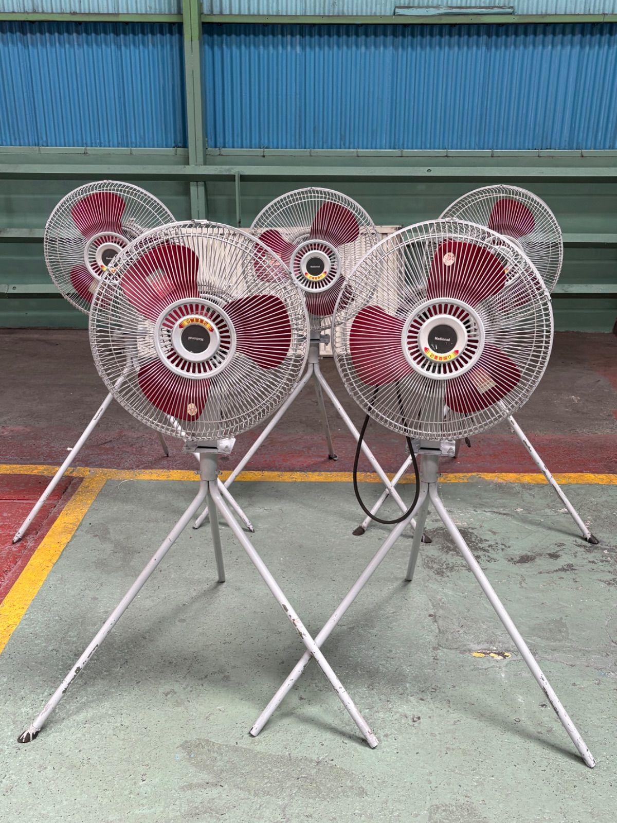 National 45cm 産業用扇風機 5台まとめ売り / バラ売り可 ◾️直接引取限定 F-45KS2 F-T452J 工場扇 業務用扇風機 三脚扇 レトロ動作品