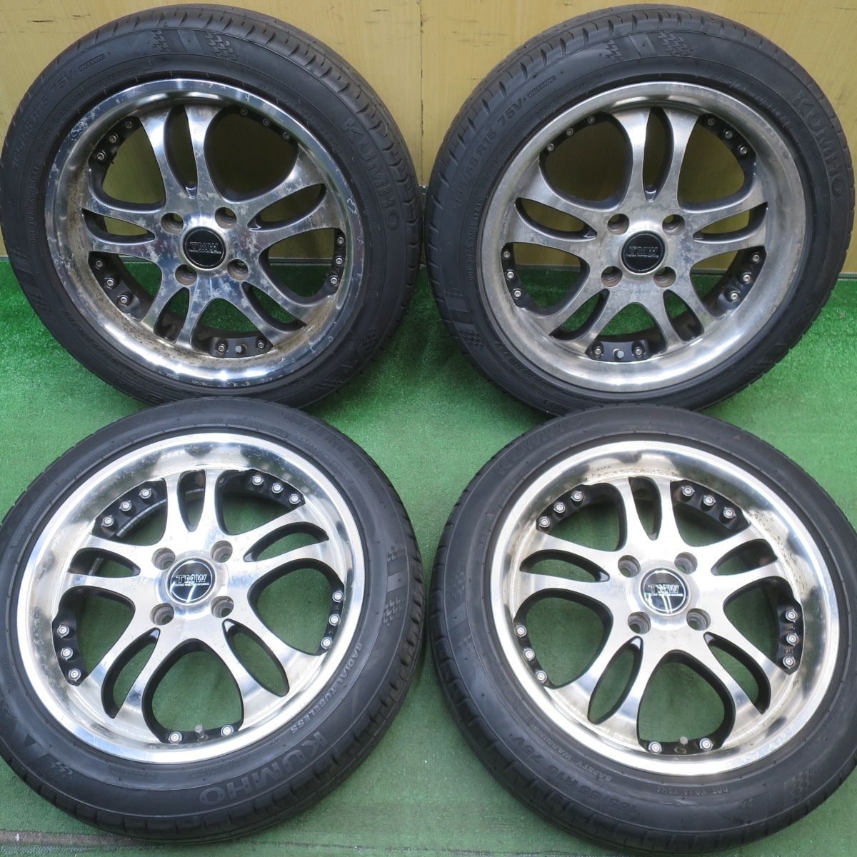 バリ溝！9.5分★165/55R15 クムホ エクスタ HS51 TMW TECNO MOTOR WORKS テクノ モーター ワークス 15インチ 軽サイズ PCD100/4H★6051102NJノ