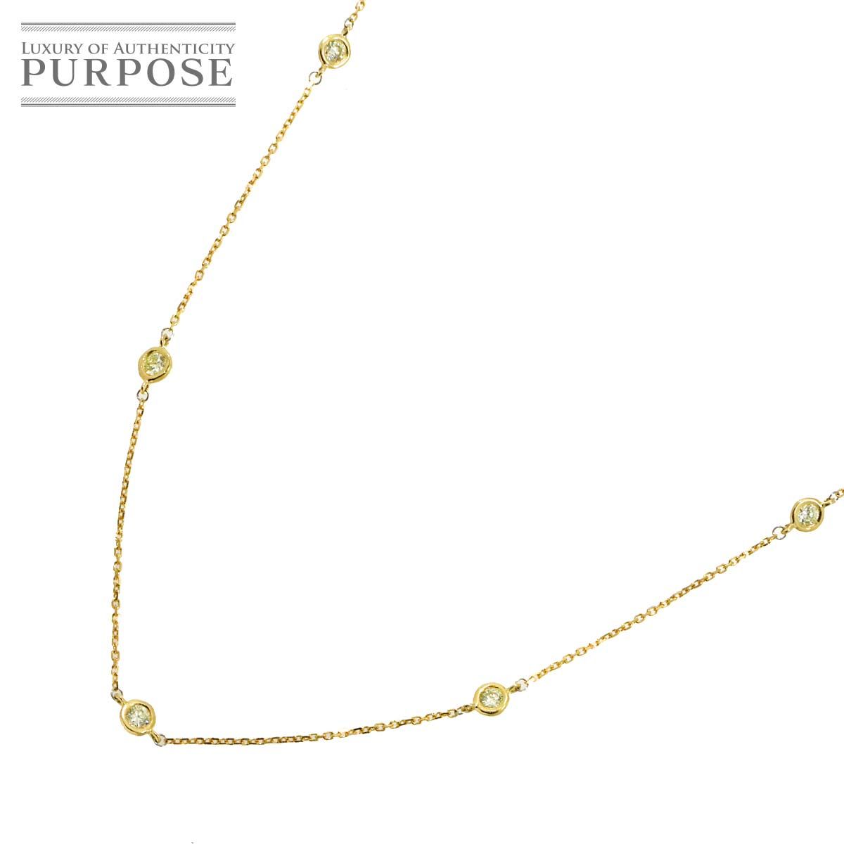 ダイヤ 0.35ct ネックレス 55cm K18 YG イエローゴールド 750 Diamond Necklace 90320389