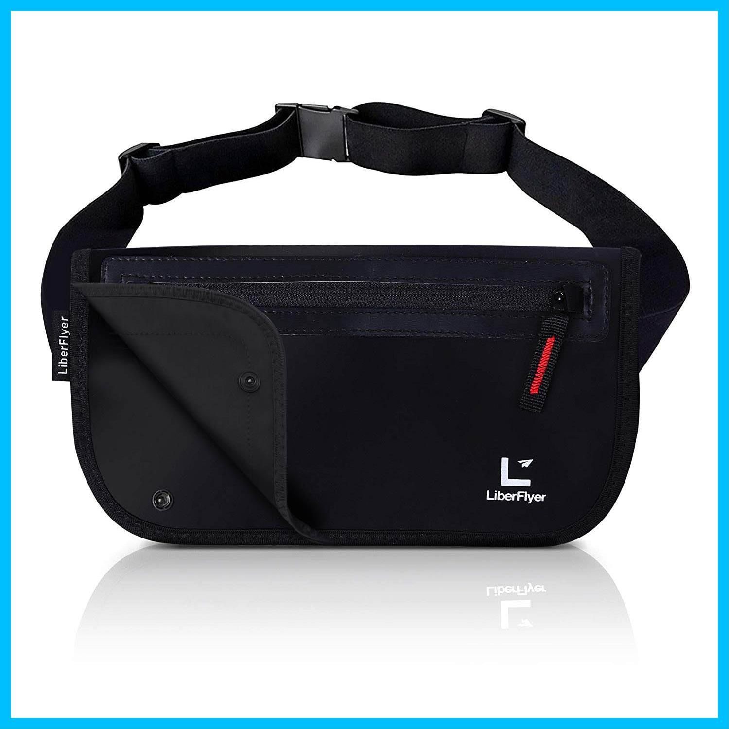 【人気商品】セキュリポ（SECURIPO）セキュリティウエストポーチ 防水 ((ブラック（赤ジッパー）))