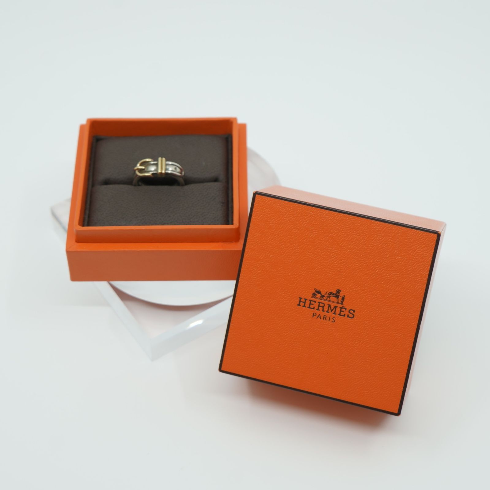 HERMES エルメス サンチュール ベルト リング 指輪 SV YG コンビリング 