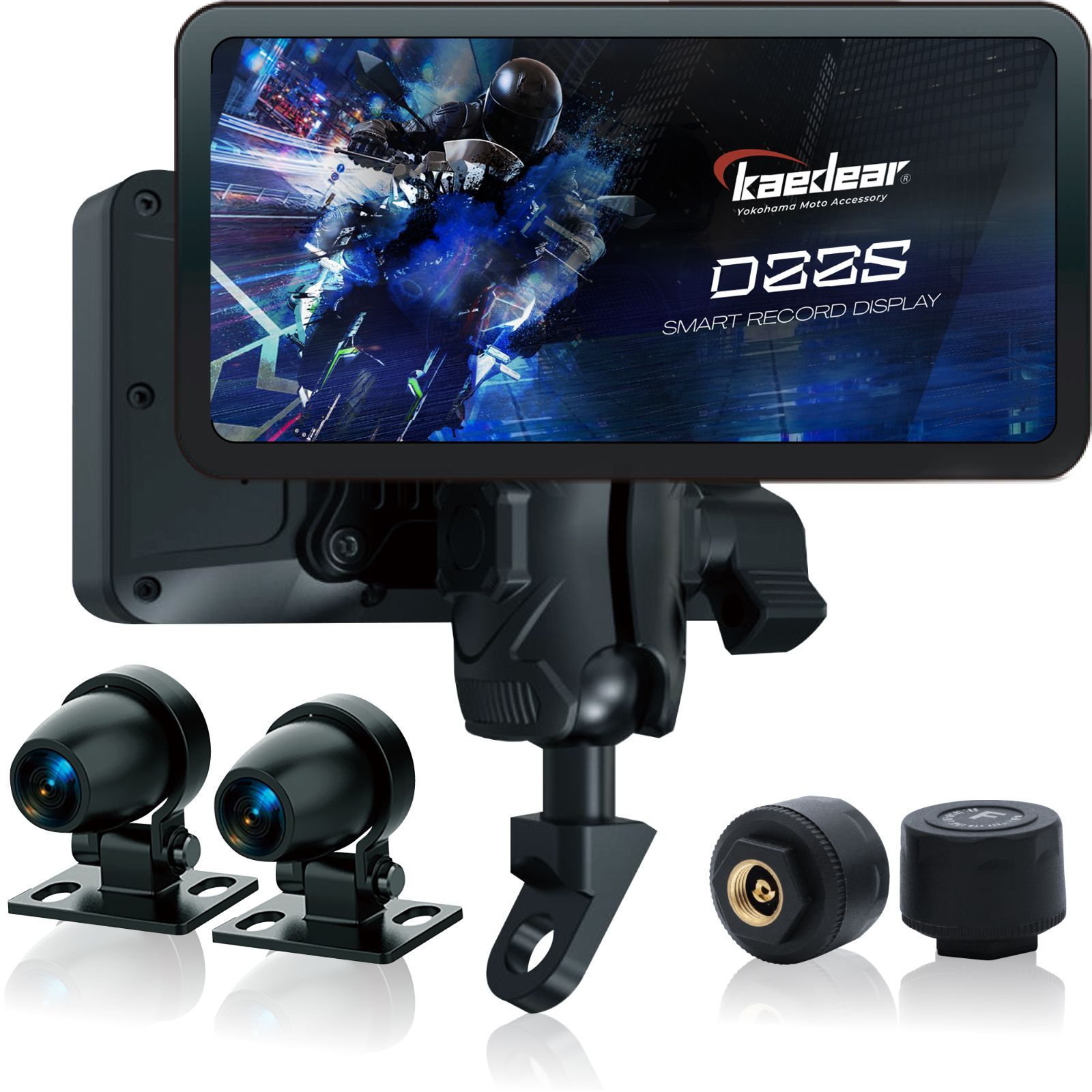 Kaedear(カエディア) バイク スマートモニター ドライブレコーダー モニター 5.5インチ DFS カープレイ アンドロイドオート 駐車監視 空気圧センサー ナビ 屋内/屋外DFS搭載 モード切替 屋外使用対応 KDR-D22S