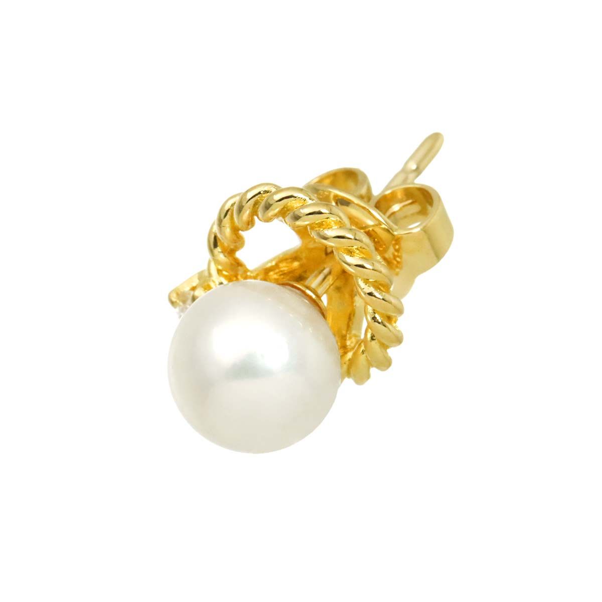 ミキモト MIKIMOTO アコヤ真珠 6.6mm ダイヤ 0.03ct ピアス K18 YG 750