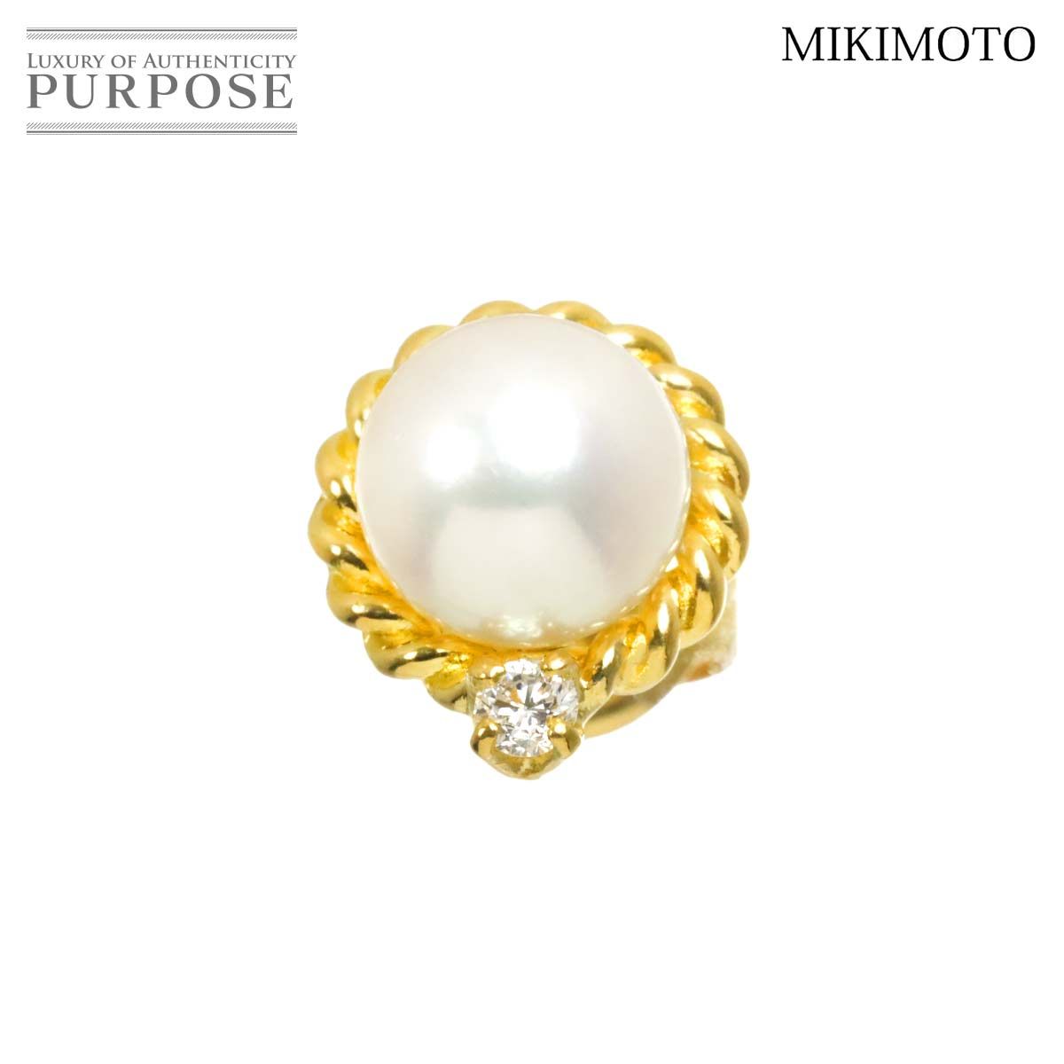 ミヤ ミキモト MIKIMOTO アコヤ真珠 6.6mm ダイヤ 0.03ct ピアス K18 YG 750
